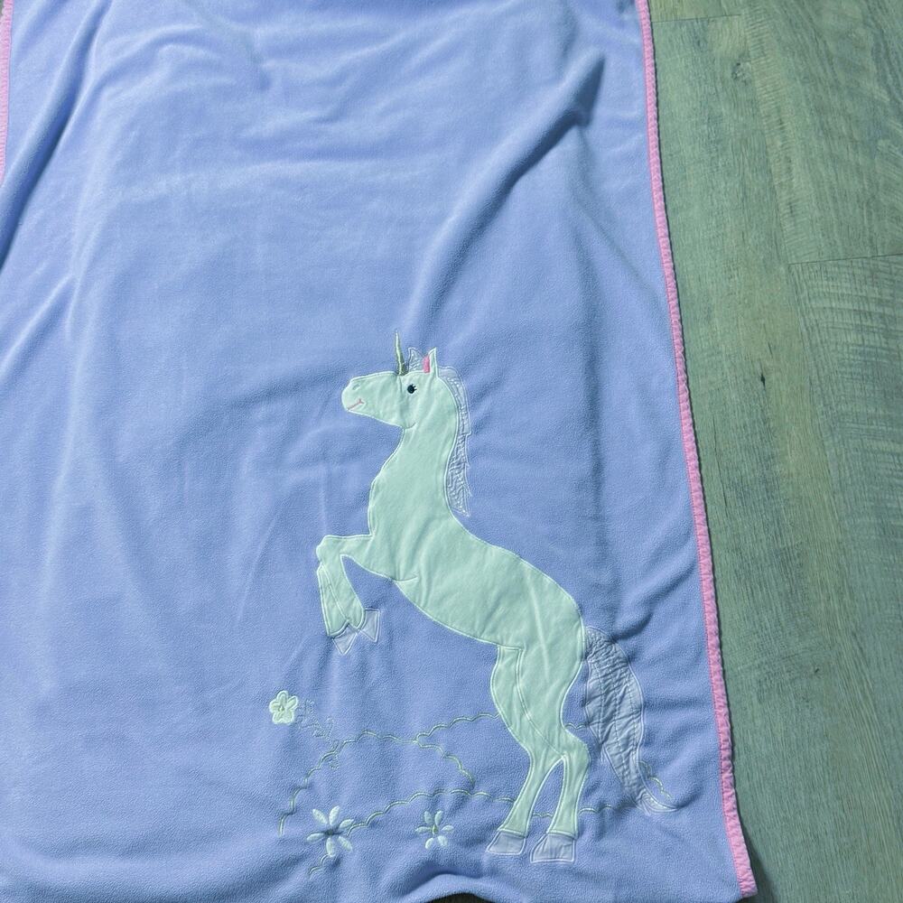 Pottery Barn Kids Mackenzie Nap Mat Pink with Purple Fleece Unicorn Blanket